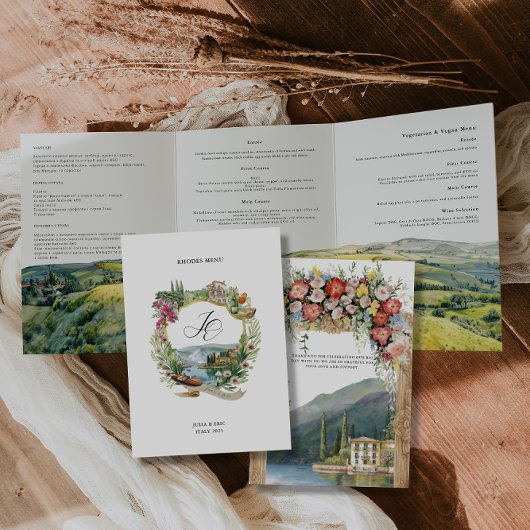 Invitation Trois Volets Le lac de Côme Italie | Mariage illustré