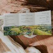 Invitation Trois Volets Le lac de Côme Italie | Mariage illustré