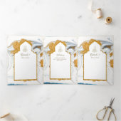 Invitation Trois Volets LeahG Blue Islam Mariage invite Nikah (Intérieur)