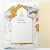 Invitation Trois Volets LeahG Blue Islam Mariage invite Nikah (Intérieur en premier)