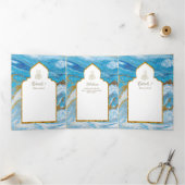 Invitation Trois Volets LeahG Blue Islam Mariage invite Nikah (Intérieur)