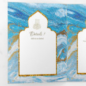 Invitation Trois Volets LeahG Blue Islam Mariage invite Nikah (Intérieur en premier)
