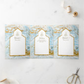 Invitation Trois Volets LeahG Blue Islam Mariage invite Nikah (Intérieur)