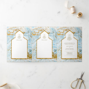 Invitation Trois Volets LeahG Blue Islam Mariage invite Nikah