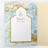 Invitation Trois Volets LeahG Blue Islam Mariage invite Nikah (Intérieur en premier)