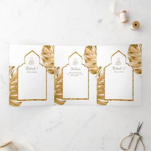 Invitation Trois Volets LeahG Gold White Islam Mariage invite
