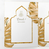 Invitation Trois Volets LeahG Gold White Islam Mariage invite (Intérieur en premier)