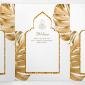 Invitation Trois Volets LeahG Gold White Islam Mariage invite (Intérieur au milieu)