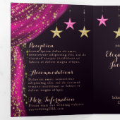 Invitation Trois Volets Les nuits arabes Magenta & Or tout en un Mariage (Intérieur en premier)