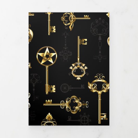 Invitation Trois Volets Les Patters de Seamless avec Golden Keys (Page de couverture)