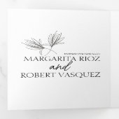 Invitation Trois Volets Lily Floral Dessinée à la Main Écriture Mariage   (Intérieur en premier)