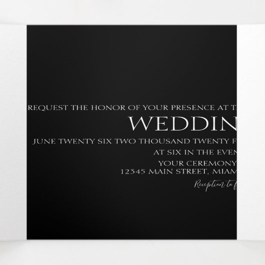 Invitation Trois Volets Lily Floral Mariage de script (Intérieur au milieu)