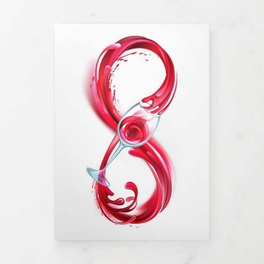 Invitation Trois Volets L'infini avec du vin rouge (Page de couverture)