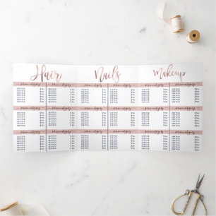 Invitation Trois Volets Liste de prix du salon d'or Rose blanche simple Sp