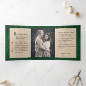 Invitation Trois Volets Livre vert antique Conte de fée Mariage Photo (Intérieur)