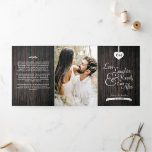 Invitation Trois Volets Love Laughter Happily Ever Après 2 Photo Mariage