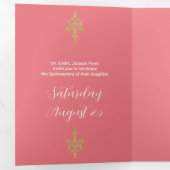Invitation Trois Volets Lovely Gold Parties scintillant Quinceanera (Intérieur en premier)