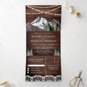 Invitation Trois Volets Lumières à cordes de forêt de montagne en bois rus (Intérieur)