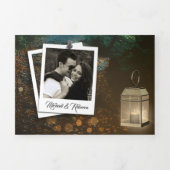 Invitation Trois Volets Lumières de forêt enchantée Lanterne Mariage (Page de couverture)