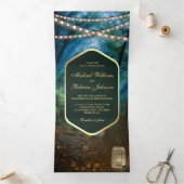 Invitation Trois Volets Lumières de forêt enchantée Lanterne Mariage (Intérieur)