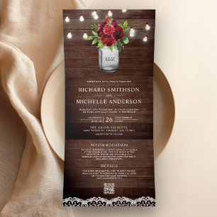 Invitation Trois Volets Lumières de jarre de maçon floral de Bourgogne Cod