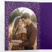 Invitation Trois Volets Lune et étoiles Arc Céleste violet Mariage photo (Intérieur en premier)