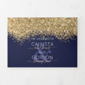 Invitation Trois Volets Luxury Gold Navy Parties scintillant Registre Déta (Page de couverture)