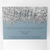 Invitation Trois Volets Luxury Silver Blue Parties scintillant Registre Dé (Intérieur en premier)