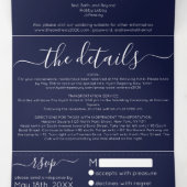 Invitation Trois Volets Luxury Silver Navy Parties scintillant Registre Dé (Intérieur au milieu)