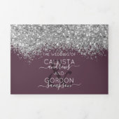 Invitation Trois Volets Luxury Silver Purple Parties scintillant Registre  (Page de couverture)