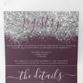 Invitation Trois Volets Luxury Silver Purple Parties scintillant Registre  (Intérieur en premier)