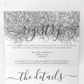 Invitation Trois Volets Luxury Silver White Parties scintillant Registre D (Intérieur en premier)