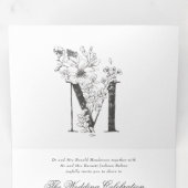 Invitation Trois Volets 'M' Monogramme Beau Mariage floral croisé (Intérieur en premier)