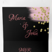 Invitation Trois Volets Magnifique Pinceau Rose Glitter Confetti Mariage (Intérieur en premier)