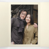 Invitation Trois Volets Magnolia à la crème rouge | Photo Mariage chinois (Intérieur au milieu)