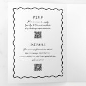 Invitation Trois Volets Main Draky Photo Code QR RSVP mariage (Intérieur en premier)