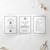 Invitation Trois Volets Main Draky Photo Code QR RSVP mariage (Intérieur)