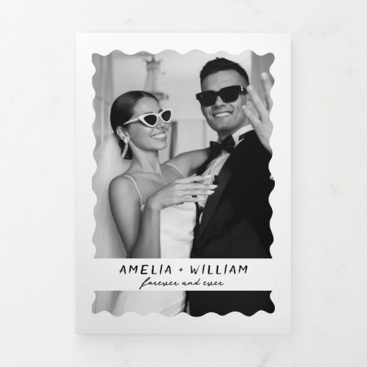 Invitation Trois Volets Main Draky Photo Code QR RSVP mariage (Page de couverture)
