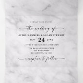Invitation Trois Volets Marbre blanc chic avec Mariage à huile d'argent (Intérieur au milieu)