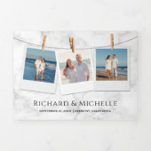 Invitation Trois Volets Marbre blanc Phare Voilier Mariage nautique (Page de couverture)