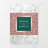 Invitation Trois Volets Marbre blanc Rose Parties scintillant or Mariage E (Page de couverture)