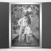 Invitation Trois Volets Marbre noir Parties scintillant argent gris foncé  (Intérieur au milieu)