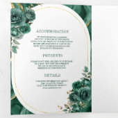 Invitation Trois Volets Marbre vert émeraude tout en un Mariage (Intérieur en premier)