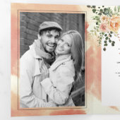 Invitation Trois Volets Mariage à fleurs d'aquarelle et arche à fleurs (Intérieur en premier)