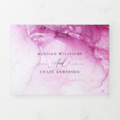 Invitation Trois Volets Mariage Abstrait d'encre Fuchsia (Page de couverture)