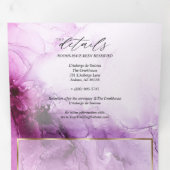 Invitation Trois Volets Mariage Abstrait d'encre Fuchsia (Intérieur en premier)