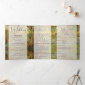 Invitation Trois Volets Mariage Abstrait Gold Leaf (Intérieur)