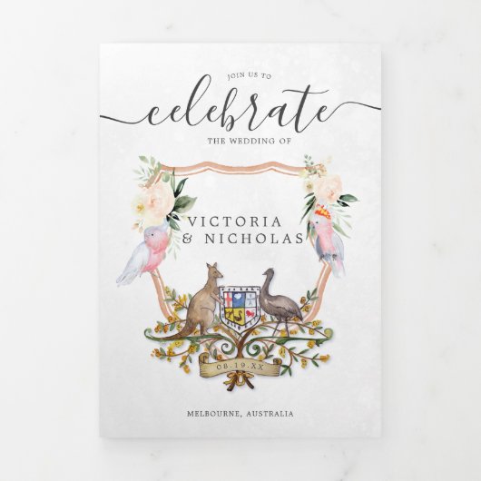 Invitation Trois Volets Mariage aquarelle | Australie Mariage (Page de couverture)