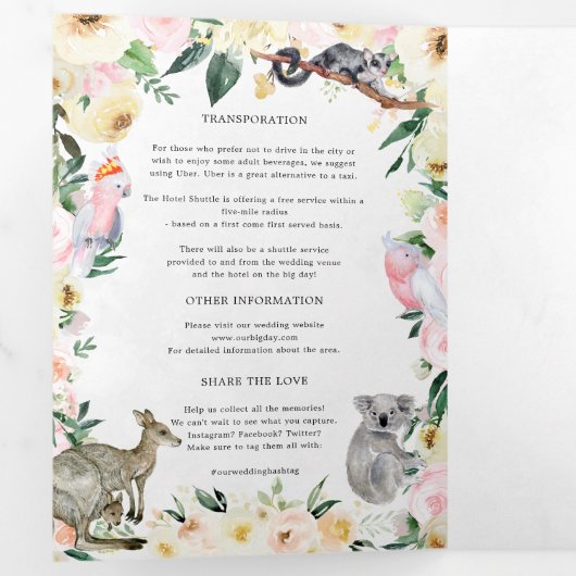 Invitation Trois Volets Mariage aquarelle | Australie Mariage (Intérieur en premier)