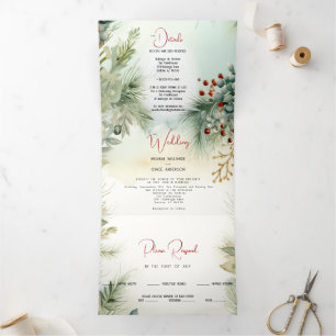 Invitation Trois Volets Mariage   Aquarelle d'hiver